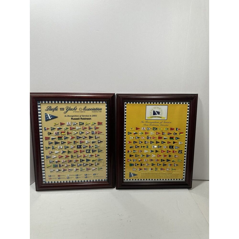 2 Pacific Inter Club Yacht Ass. YC Flags Russ Robinson Recognition Print‎ Framed